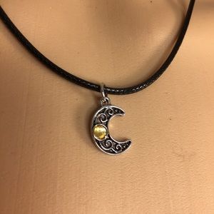 Handcrafted Crescent Moon with Crystal Necklace